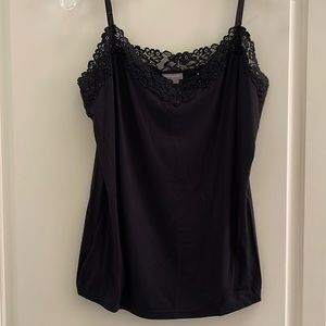 Ann Taylor beaded trim black cami L NWOT